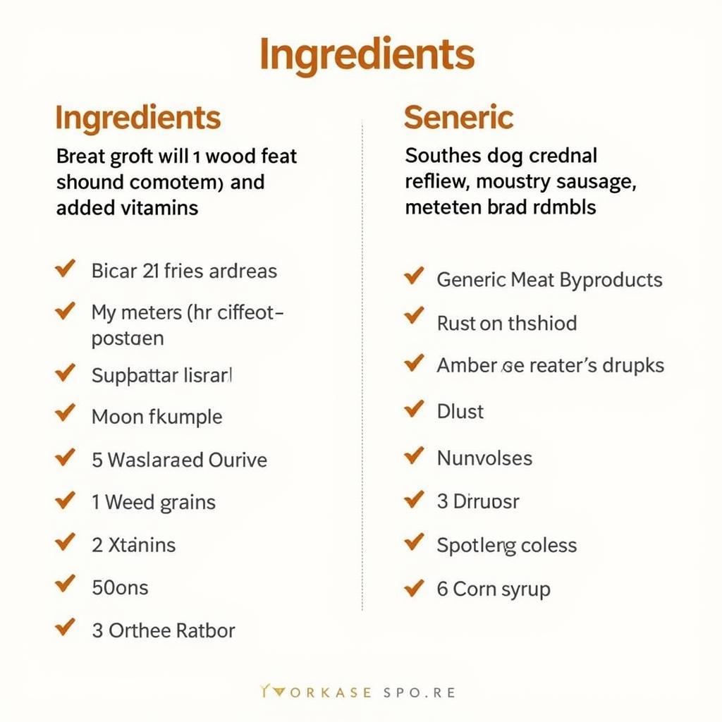 Dog Food Sausage Ingredients Chart