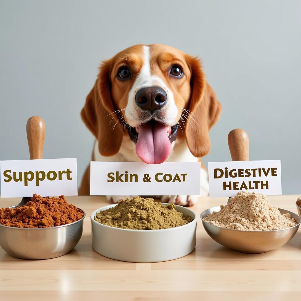 Different types of dog food supplement powder