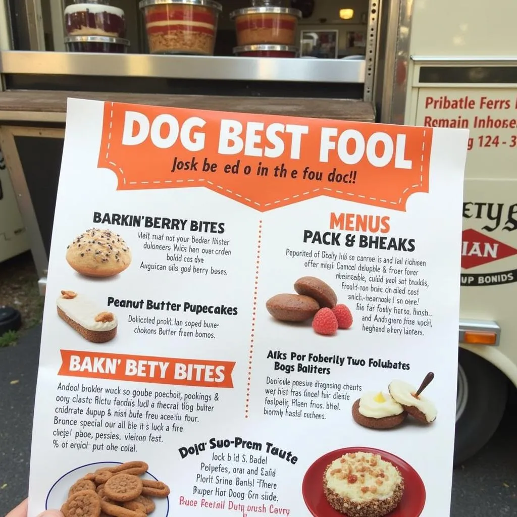 A colorful and enticing dog food truck menu.