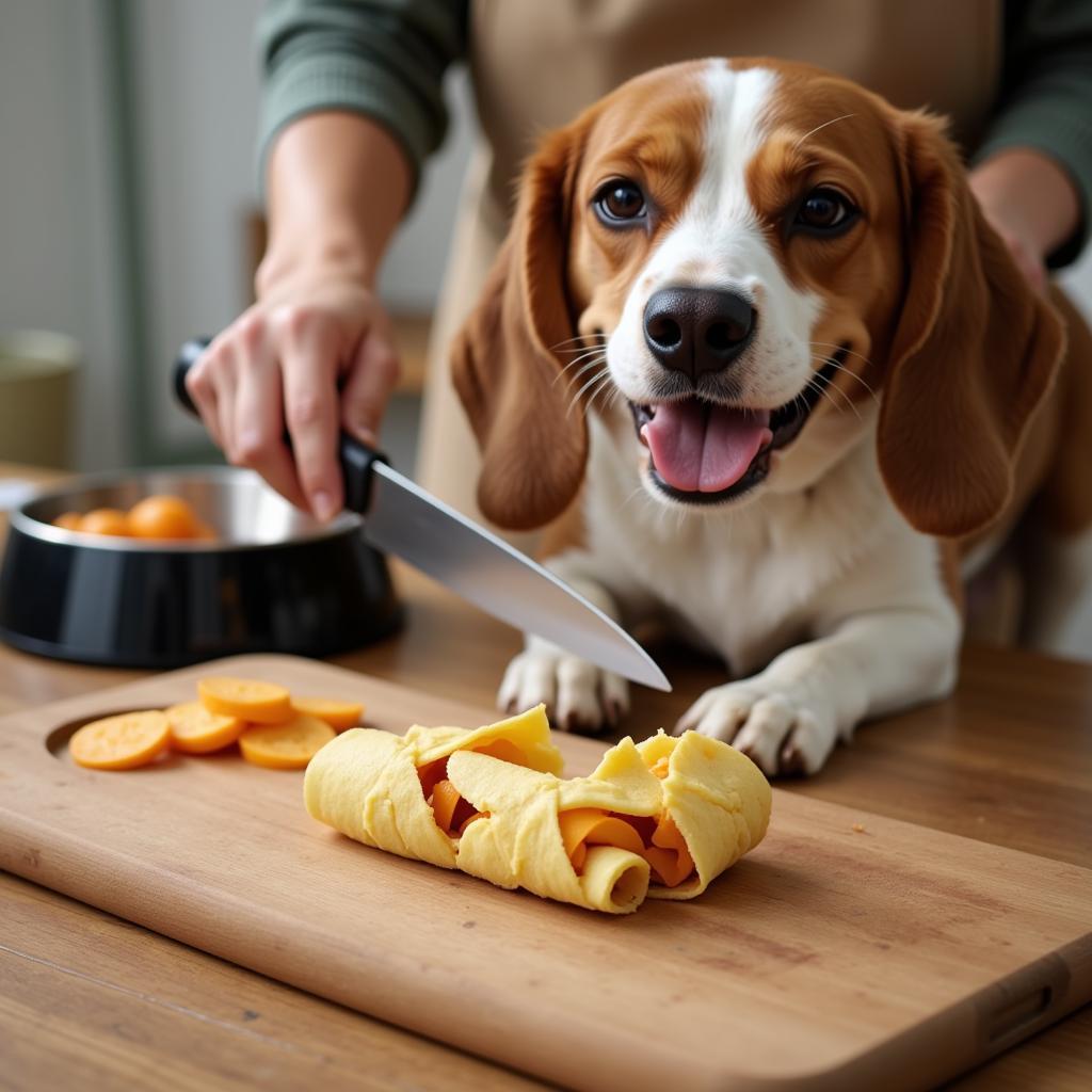 Dog Owner Preparing a Fresh Dog Food Roll