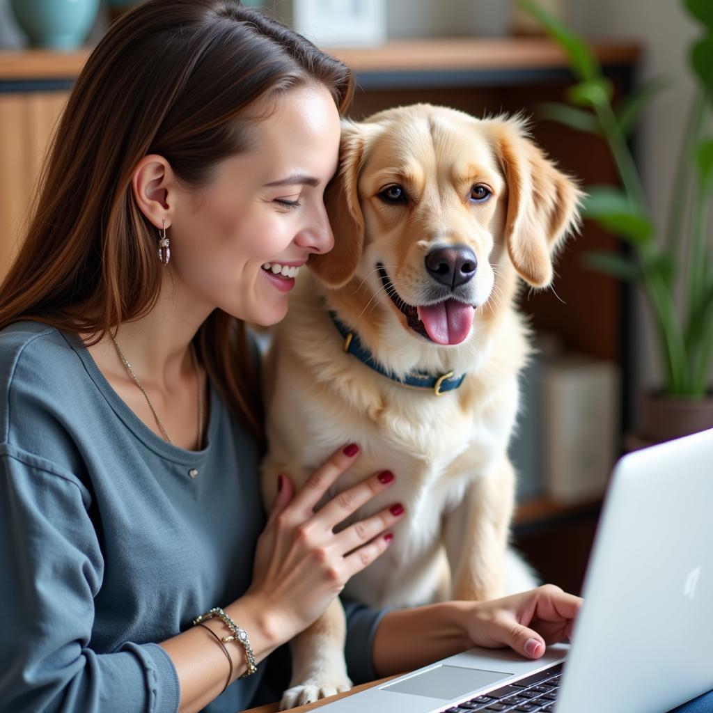 Pet owner finding discount codes for dog food online