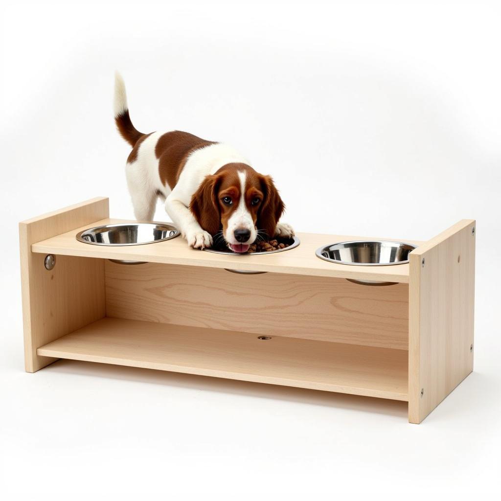 Dog Water and Food Stand with Storage 