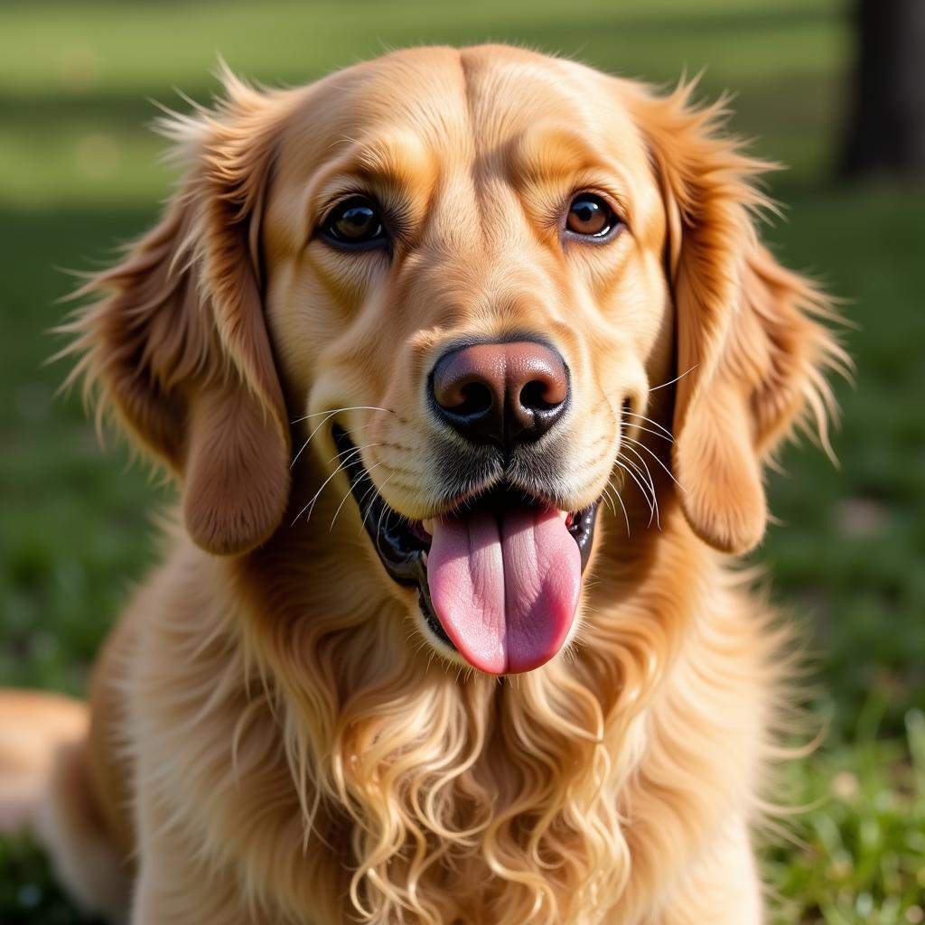 A happy dog with a shiny, healthy coat.