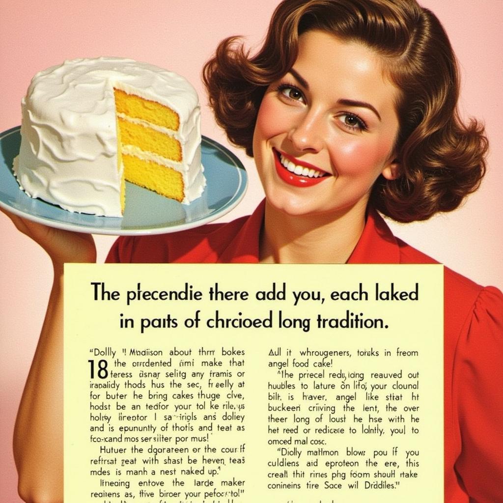 A vintage advertisement for Dolly Madison angel food cake