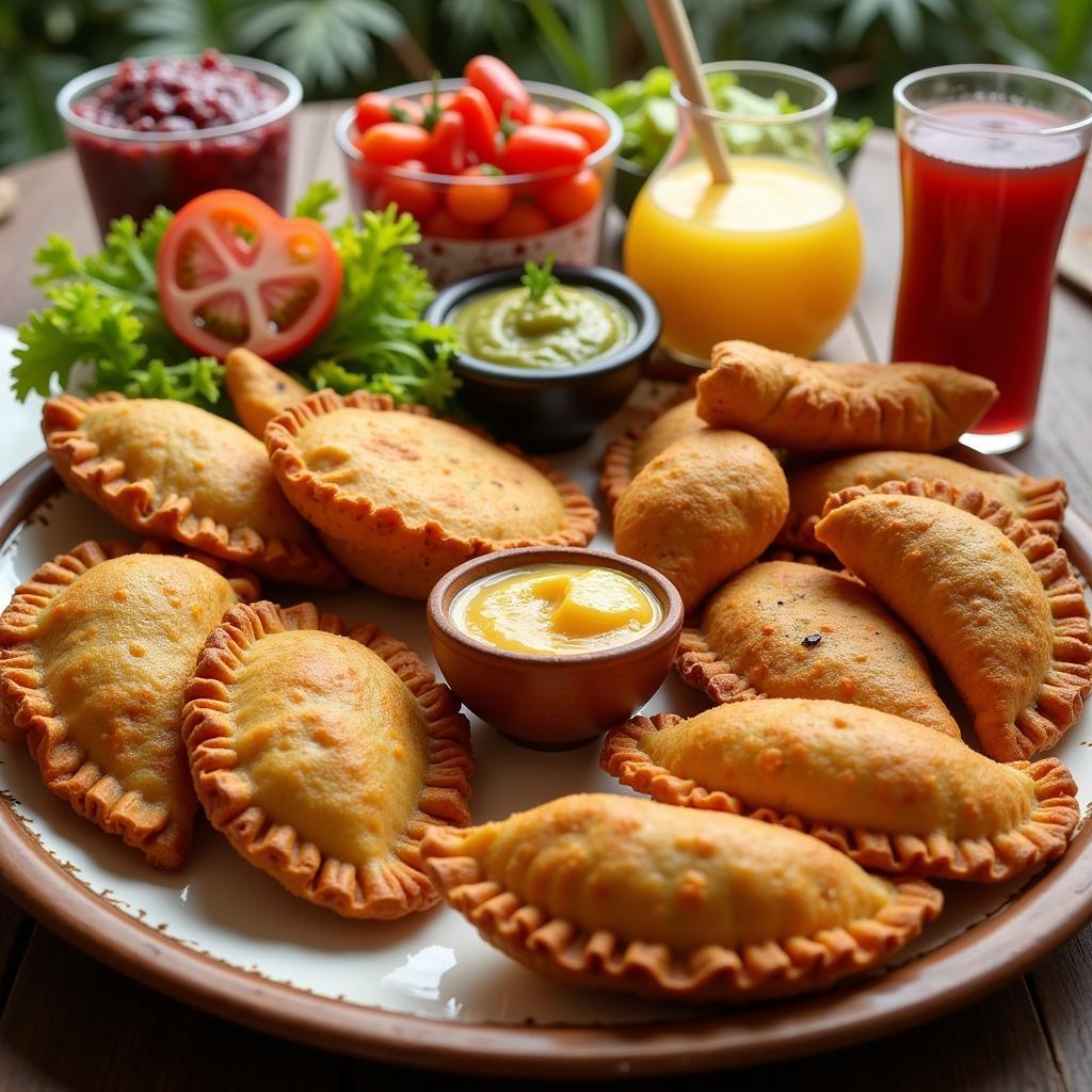 A colorful platter overflowing with classic Dominican party food