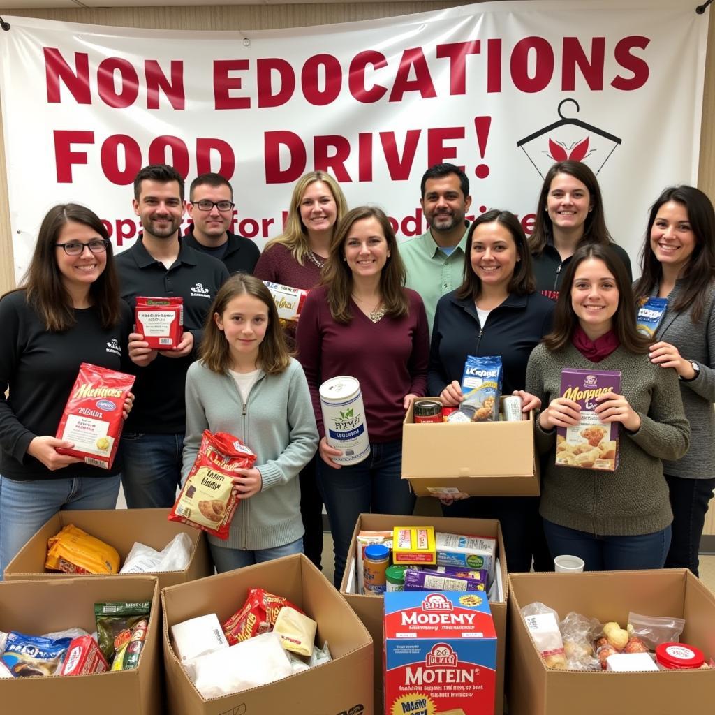 Individuals donating food items at a local food drive in Elizabeth, NJ