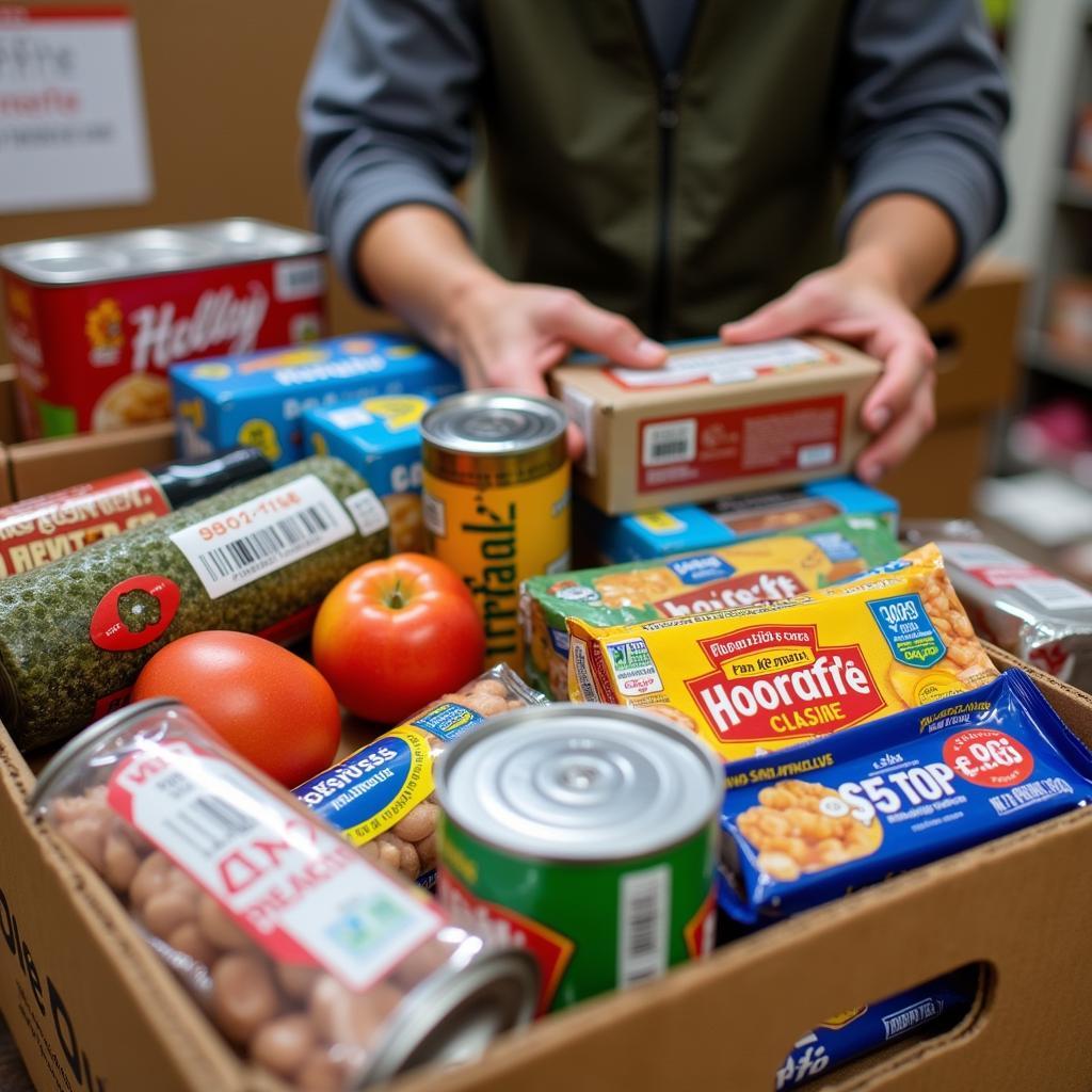 Donating food items to a food pantry in Fairfield, Ohio