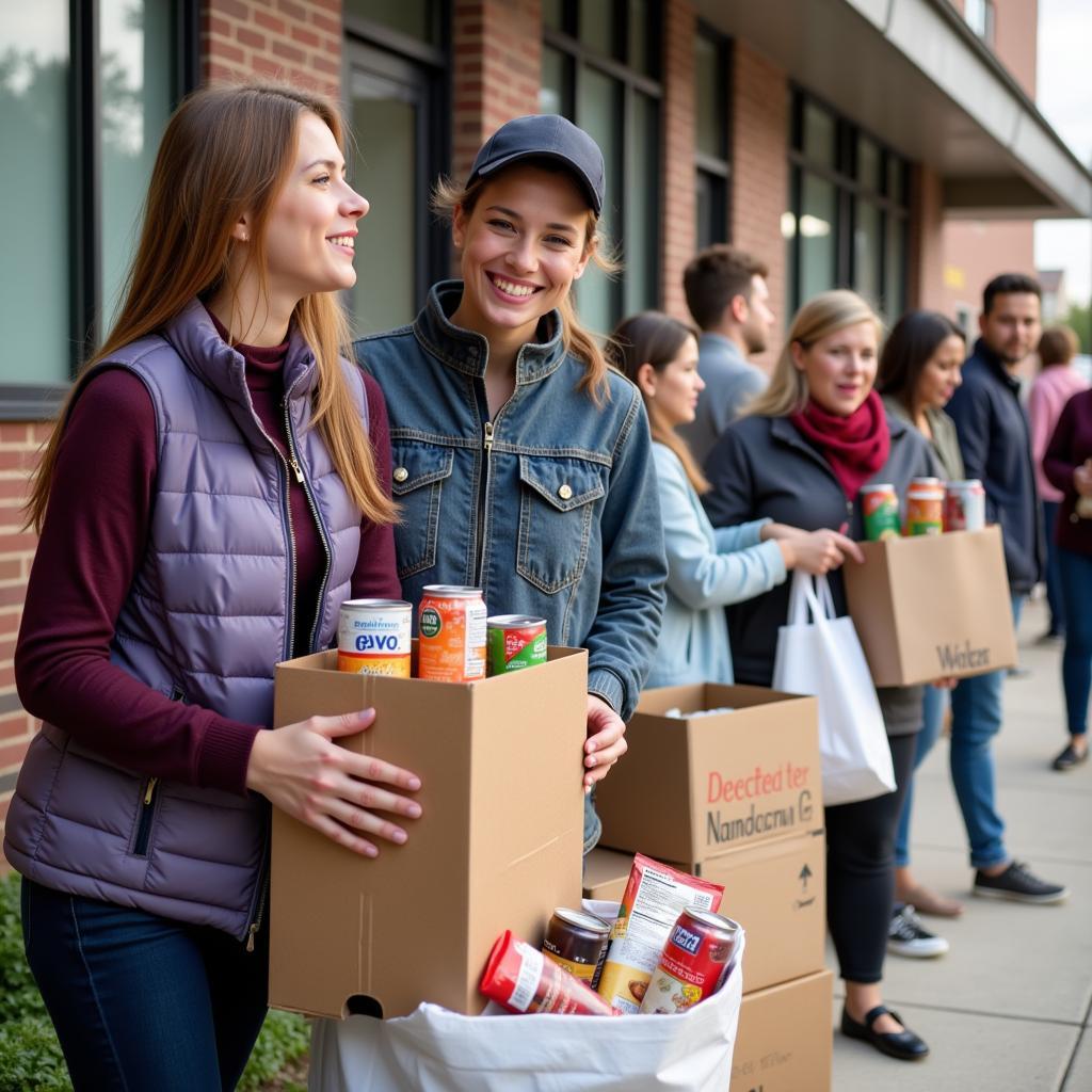 Community members donating food items at a donation drive in Martinsburg WV