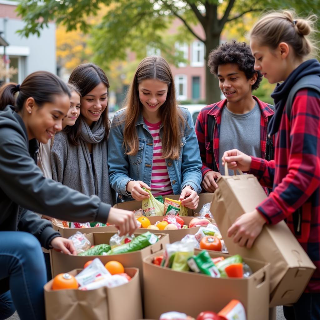 Donating Groceries at a Westminster Food Drive