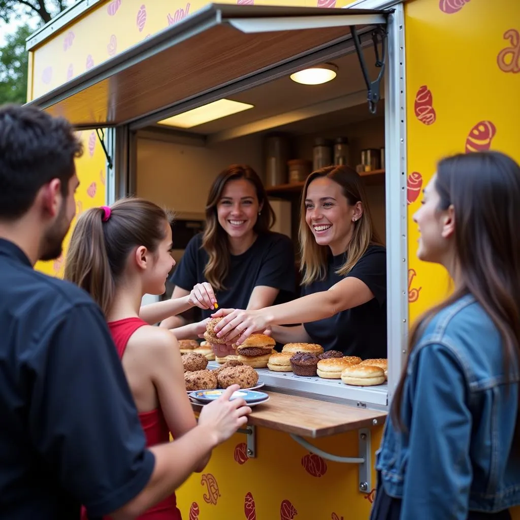 Customers Ordering at a Dough Box Food Truck