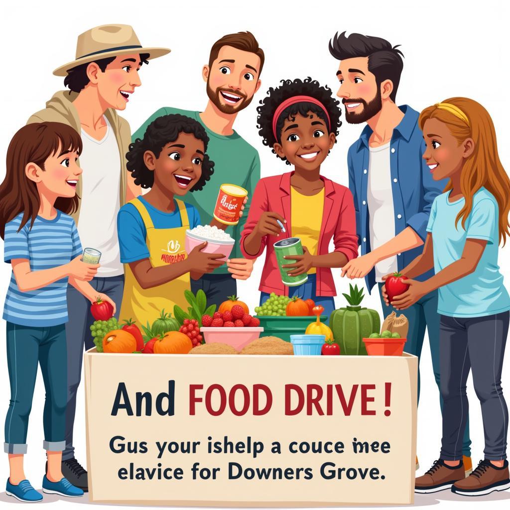 Community food drive in Downers Grove collecting donations.