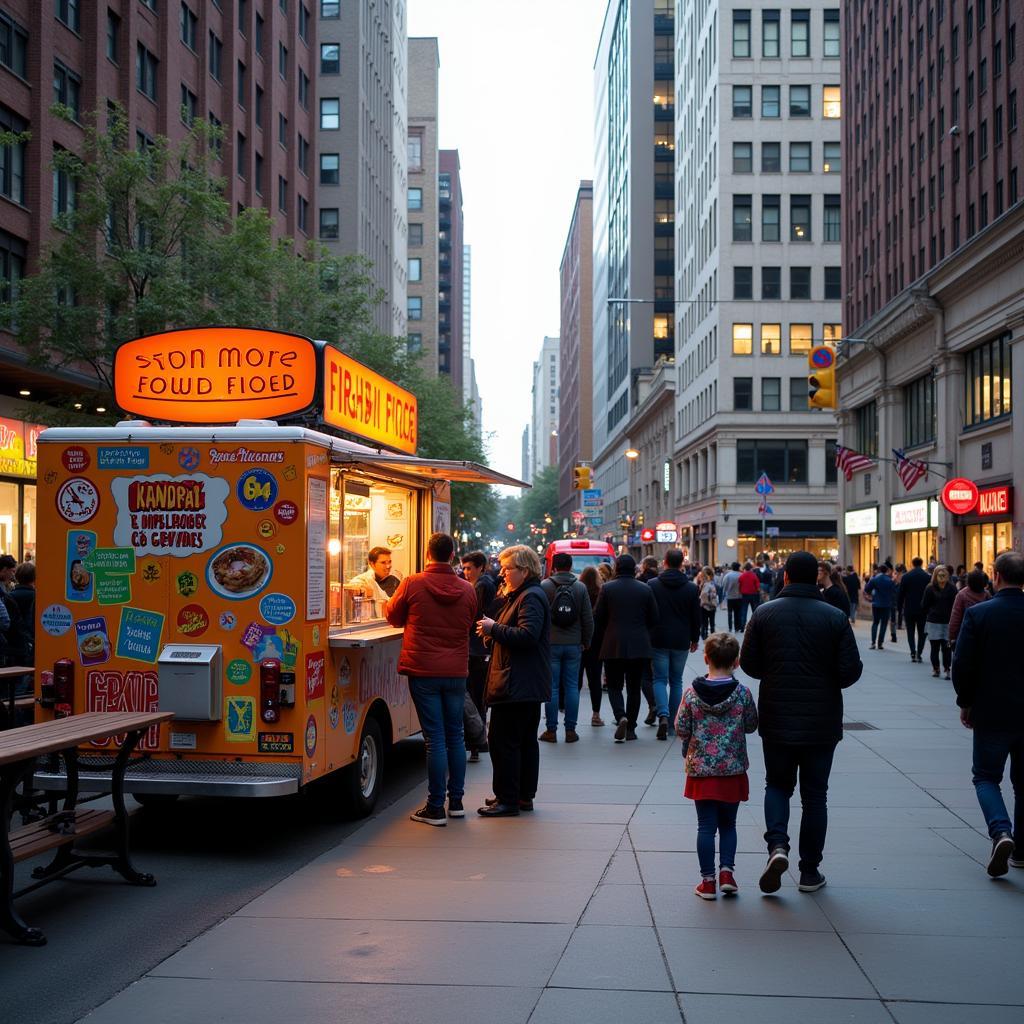 Downtown Food Truck Lunch Rush