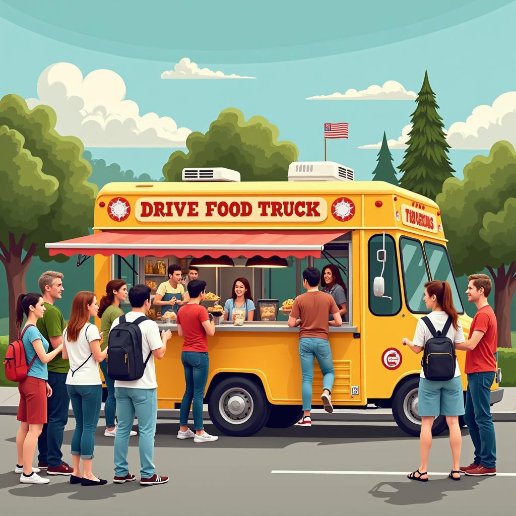 Community gathering at a food truck event