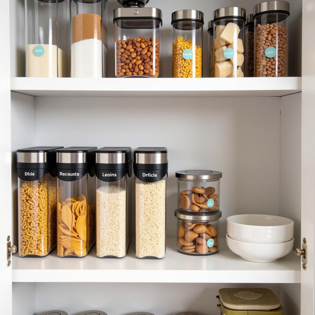 Organized Pantry with Dry Food Dispensers