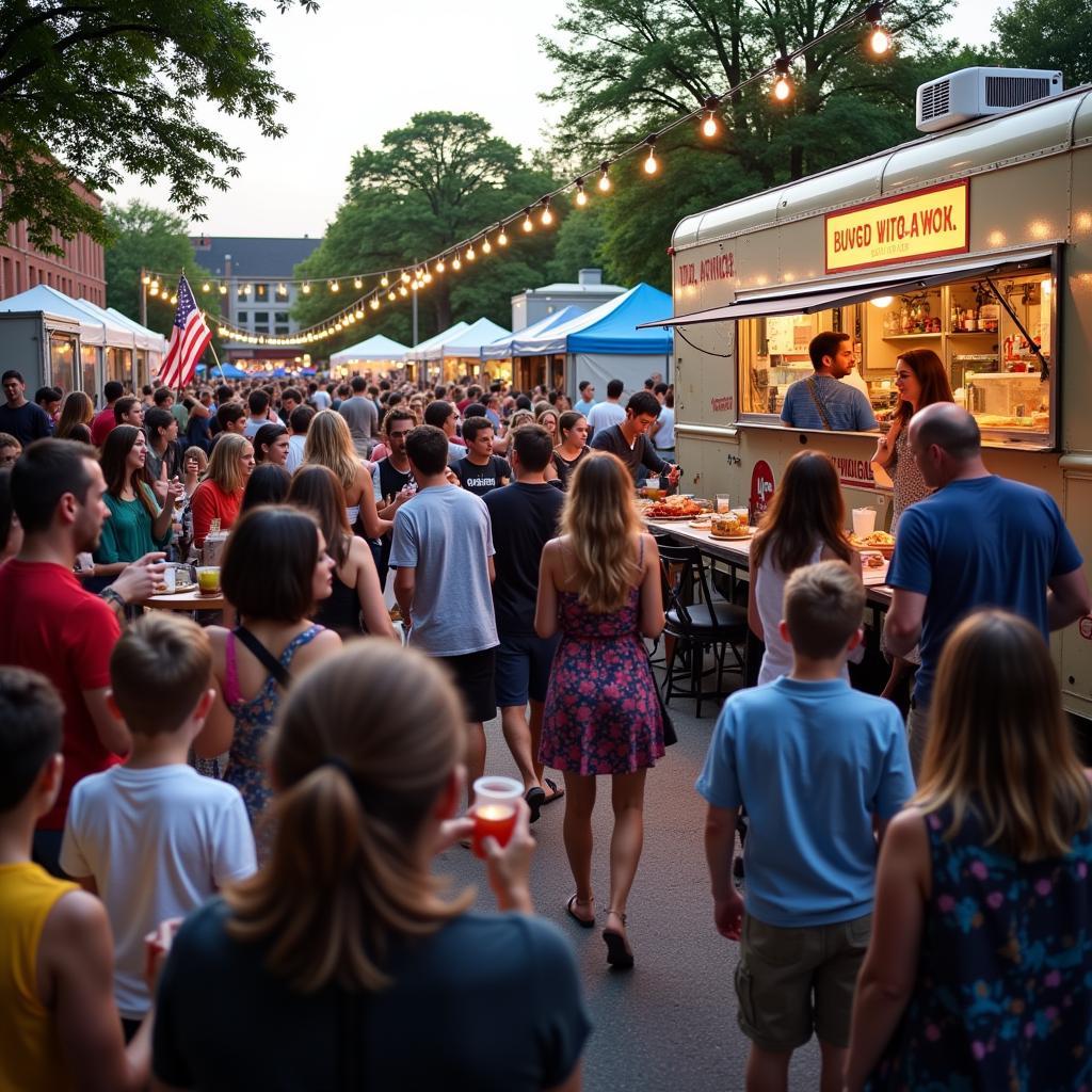 Crowds Enjoying a Durham Food Truck Festival