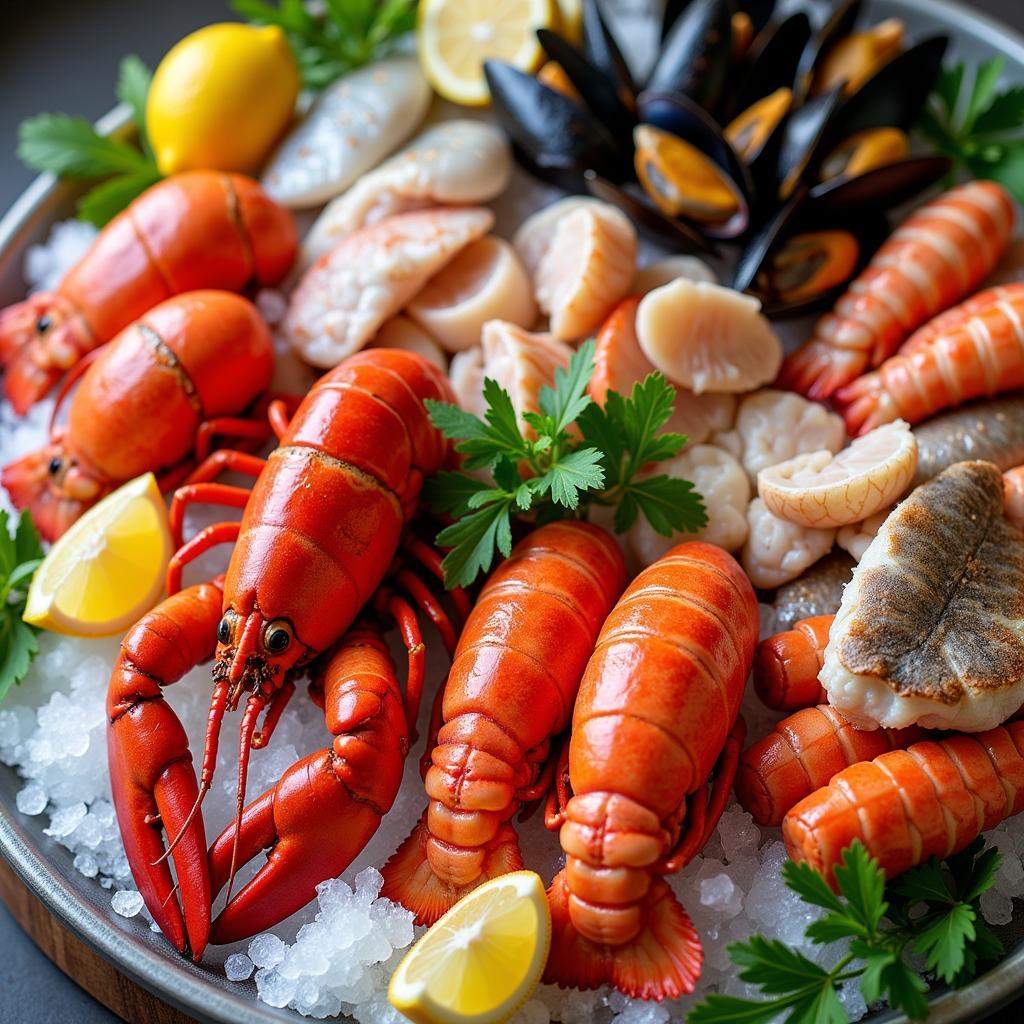 East Coast Canadian Seafood Platter with Lobster, Scallops, and Fish