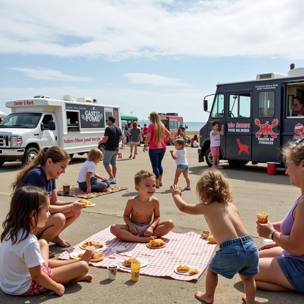 Families enjoying their time at Eastern Prom Food Truck Park