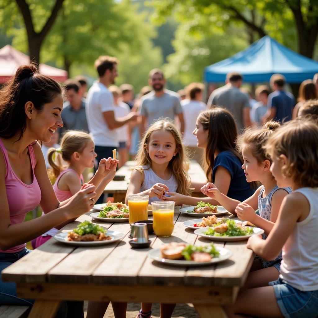 Families Enjoying the Easton Food Truck Festival