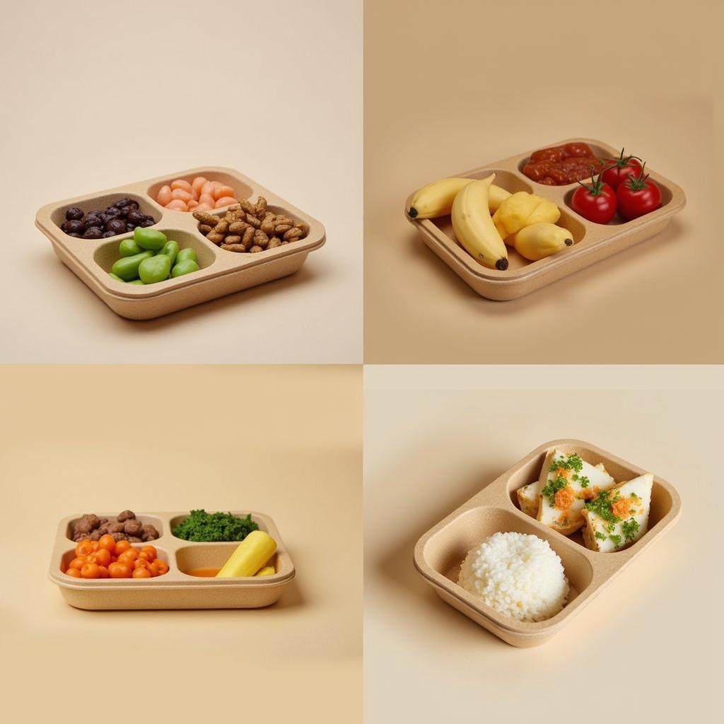 Biodegradable 4 Compartment Containers