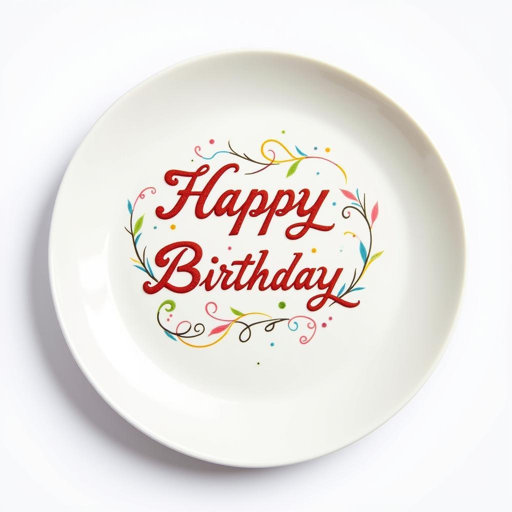 Plate Decorated with Edible Ink Message