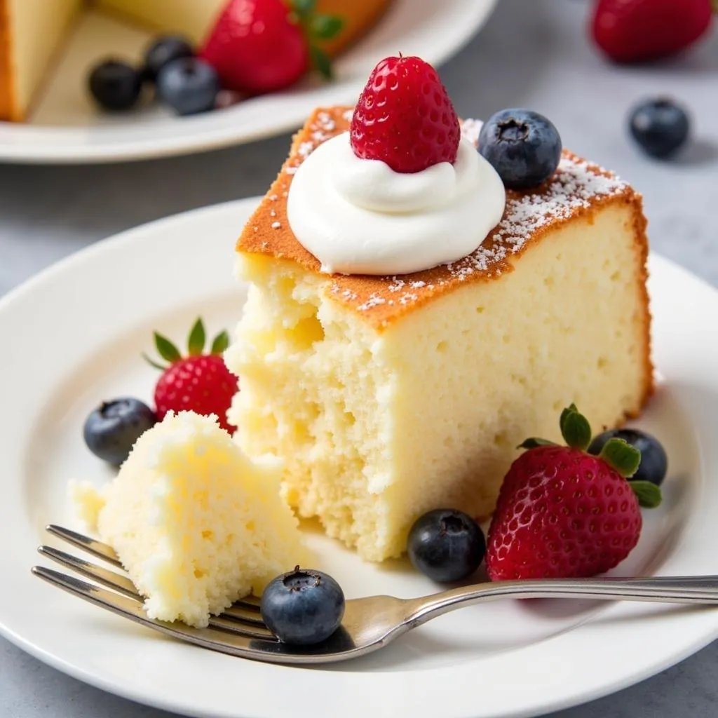 Serving the Eggless Angel Food Cake