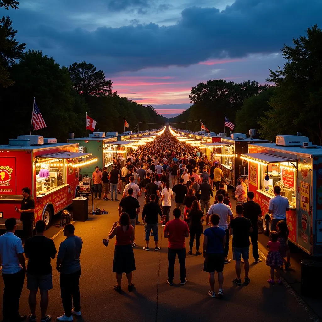 A lively food truck festival taking place in El Dorado, Arkansas