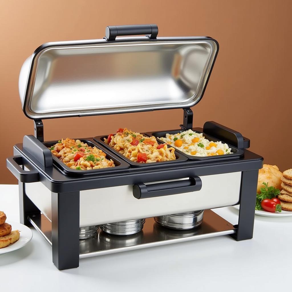 Electric Buffet Warmer with Stainless Steel Lids