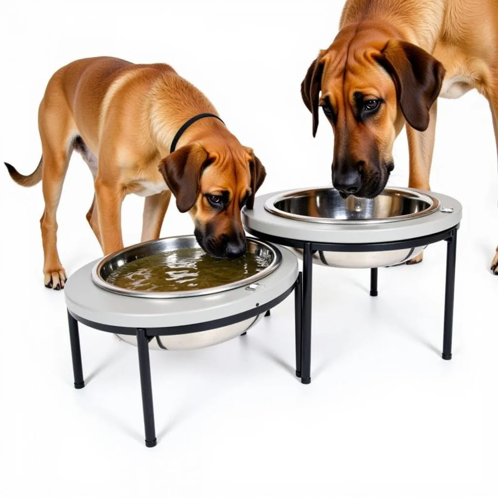 Elevated dog water bowl for a large breed dog