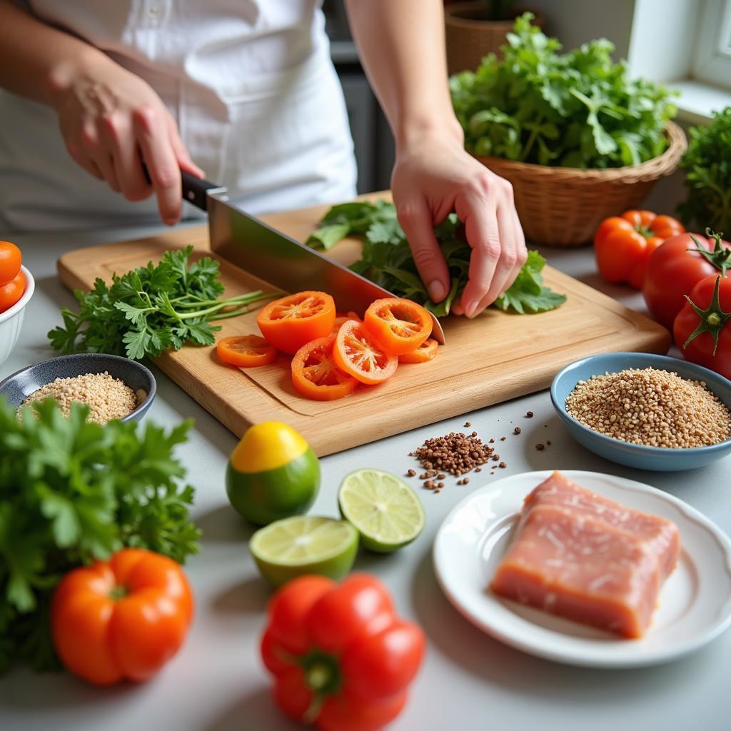 Preparing a healthy Emily food meal