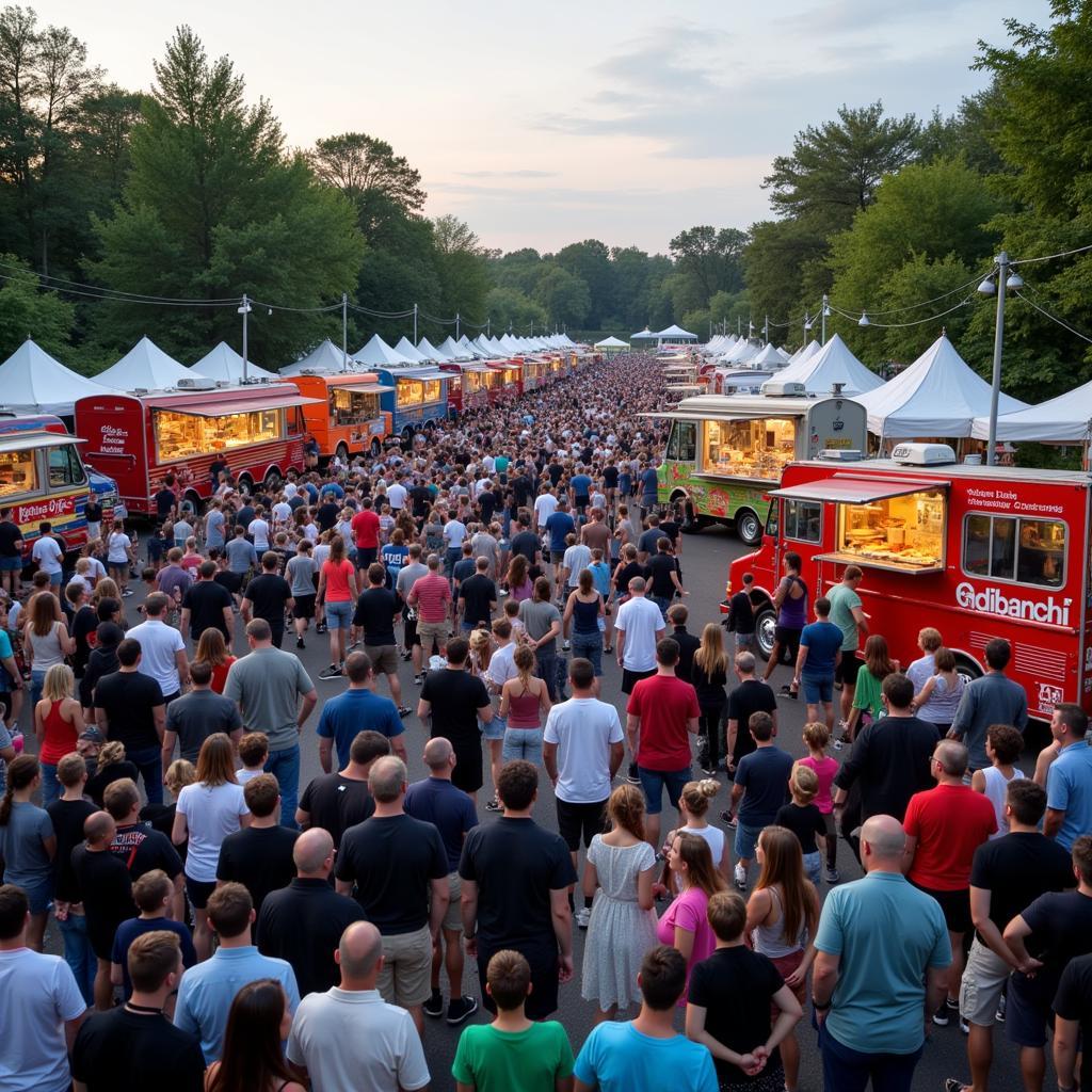 Vibrant Crowd at an Enfield Food Truck Festival