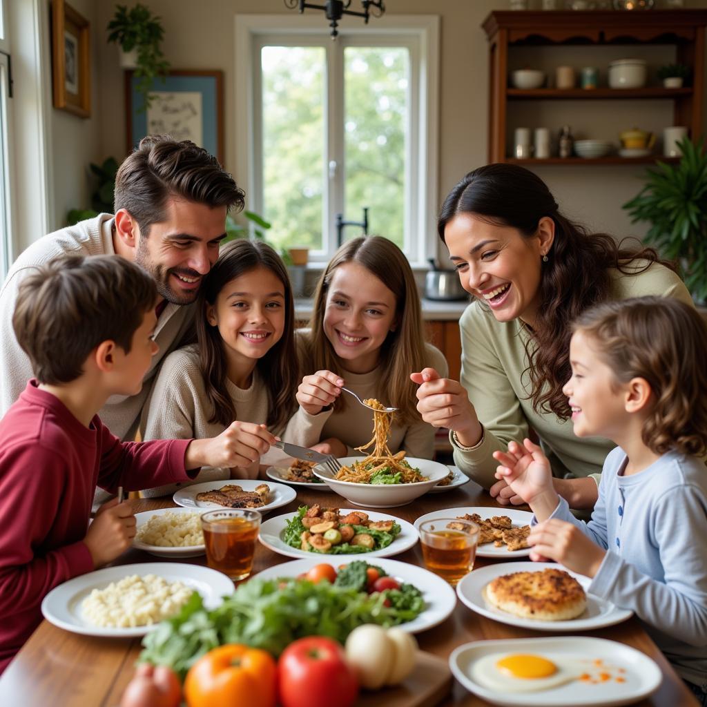 Family Enjoying a Home-Cooked KM Meal