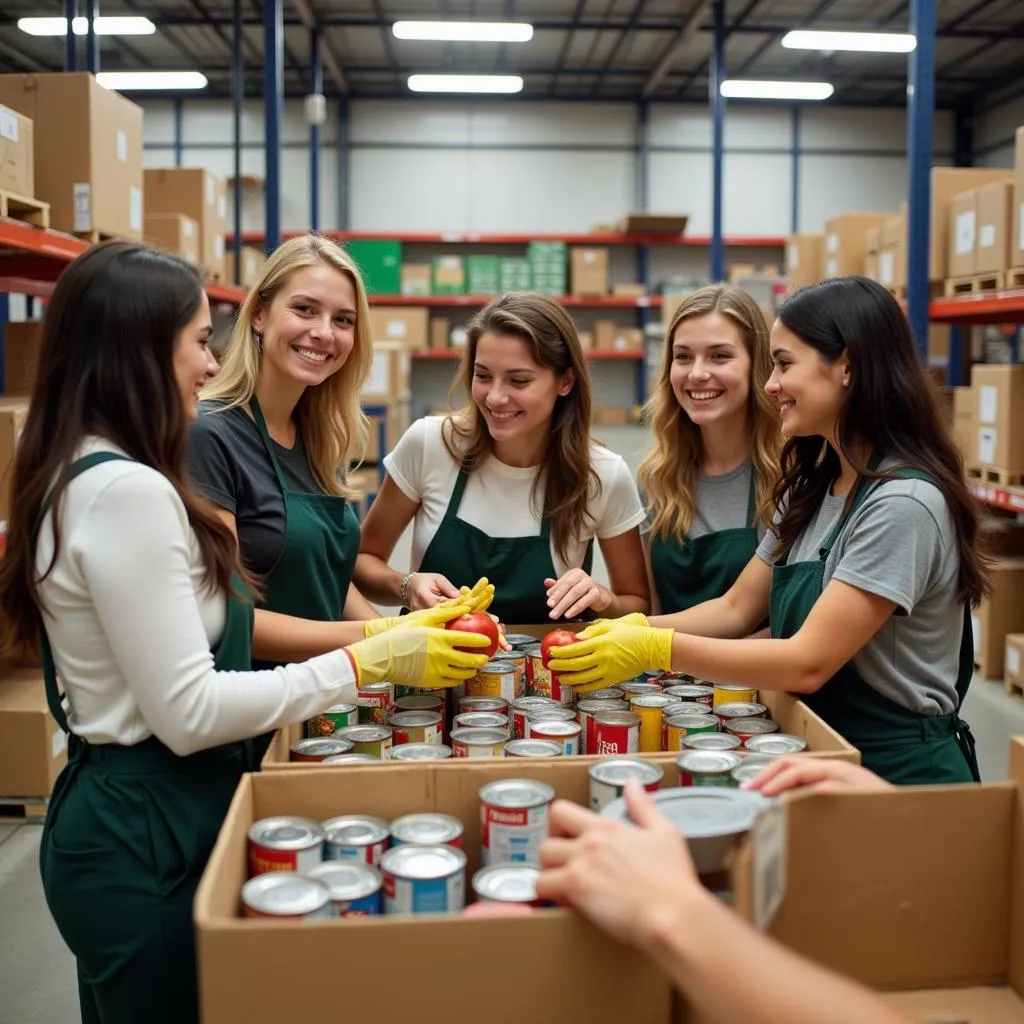 Volunteers sorting food donations at the Ephrata Food Bank