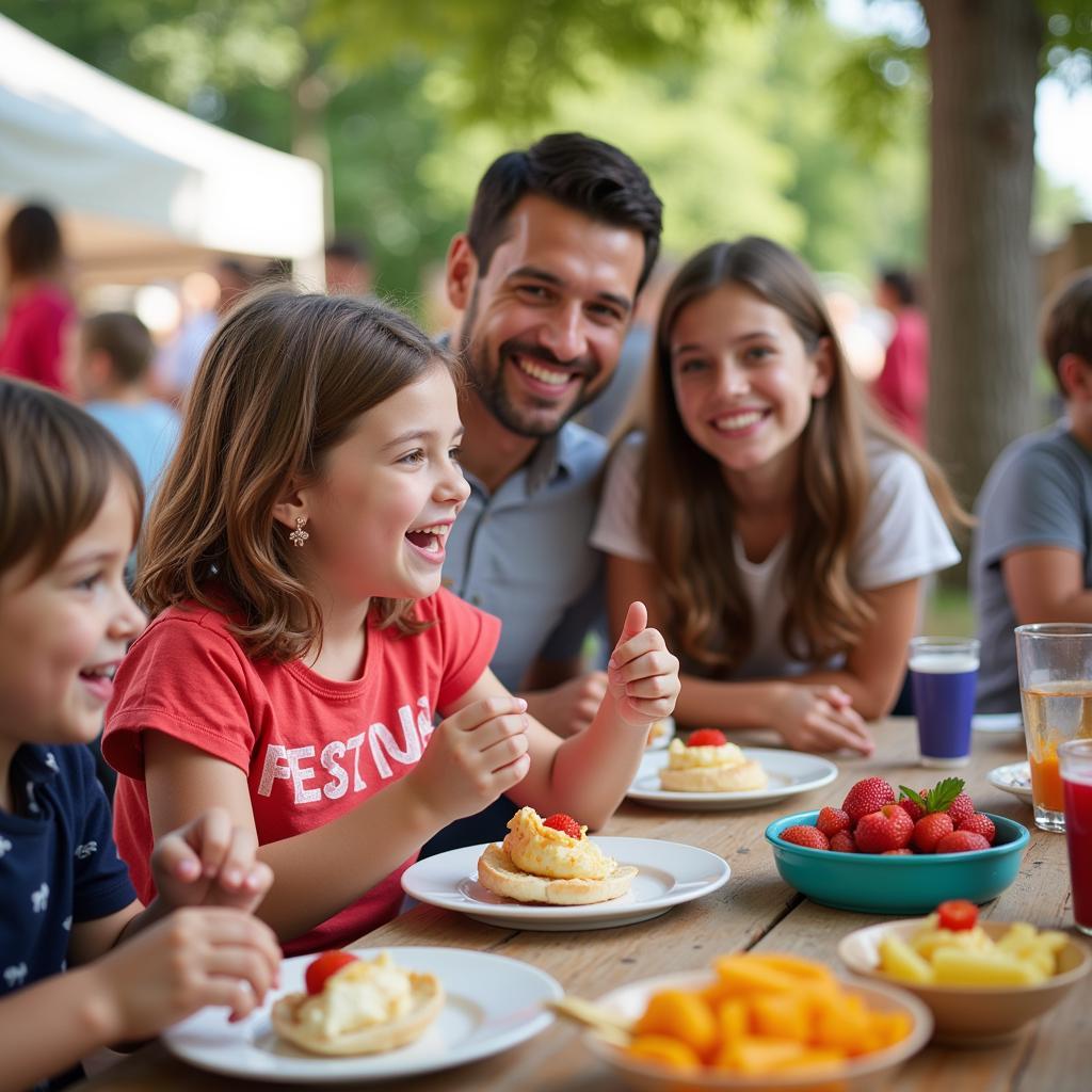 Family enjoying Erie food festival activities