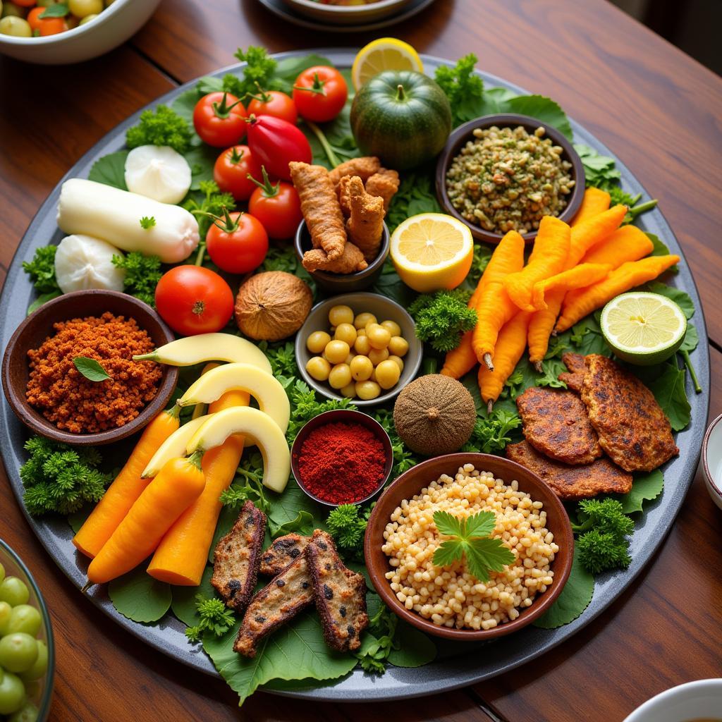 A Vibrant Spread of Exotic Foods