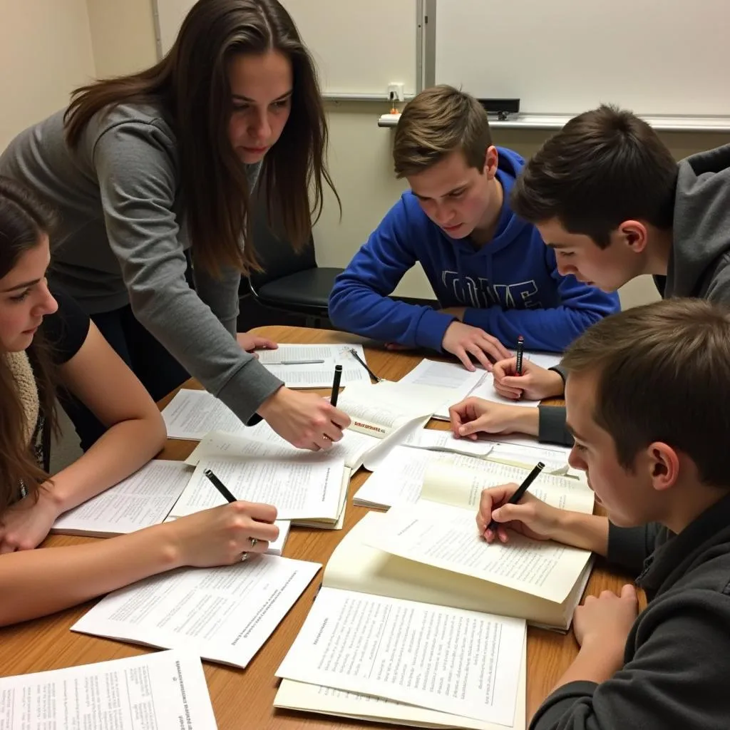 Students studying for a food science exam