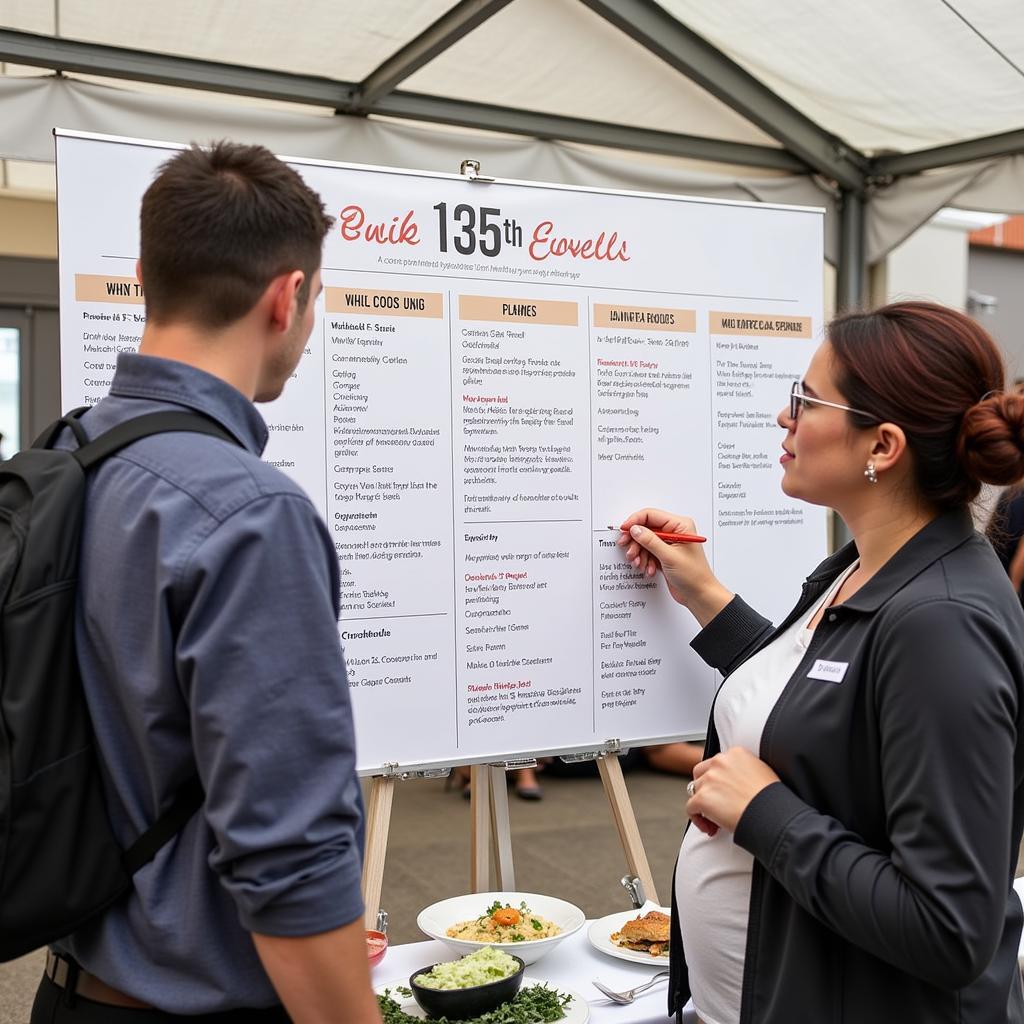 Visitors checking the event schedule at the information booth