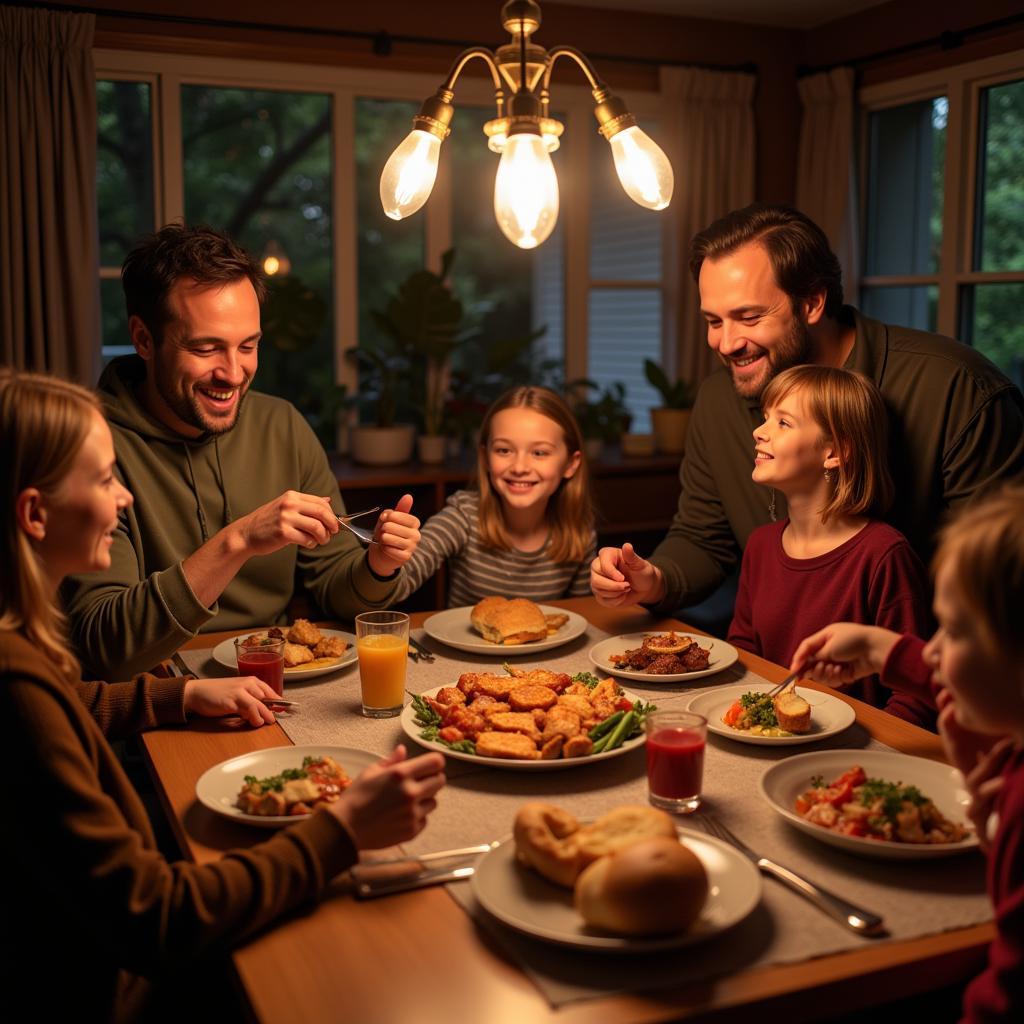 Family Enjoying a Comfort Meal Together