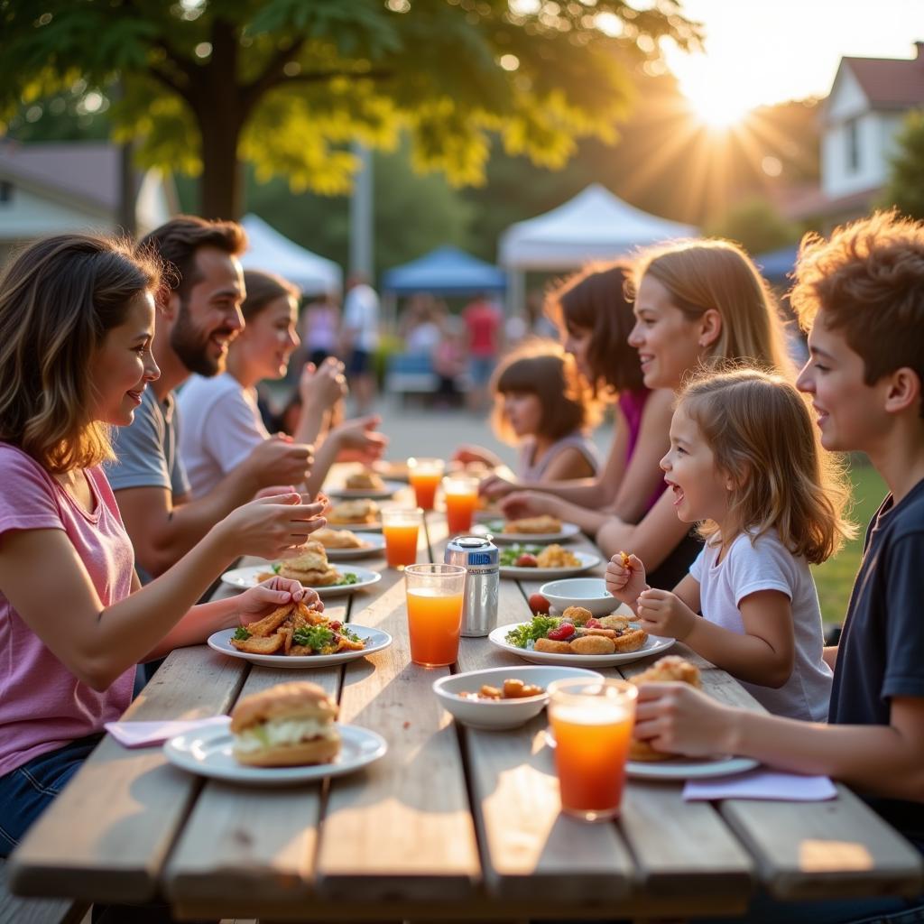 Families enjoying Food Truck Friday