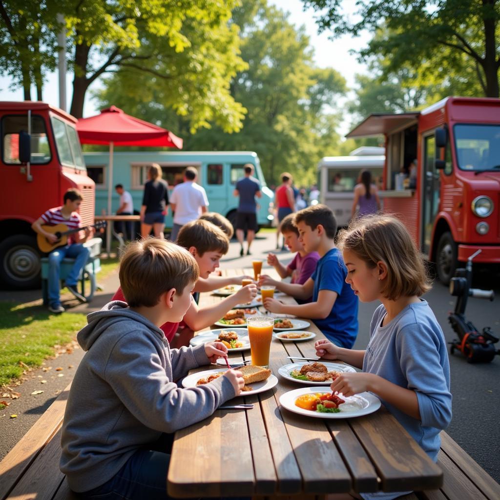 Families Enjoying Food Truck Friday at Mulligan's Island