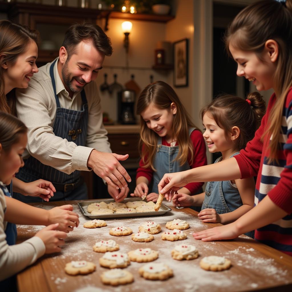 Family Baking Christmas Cookies