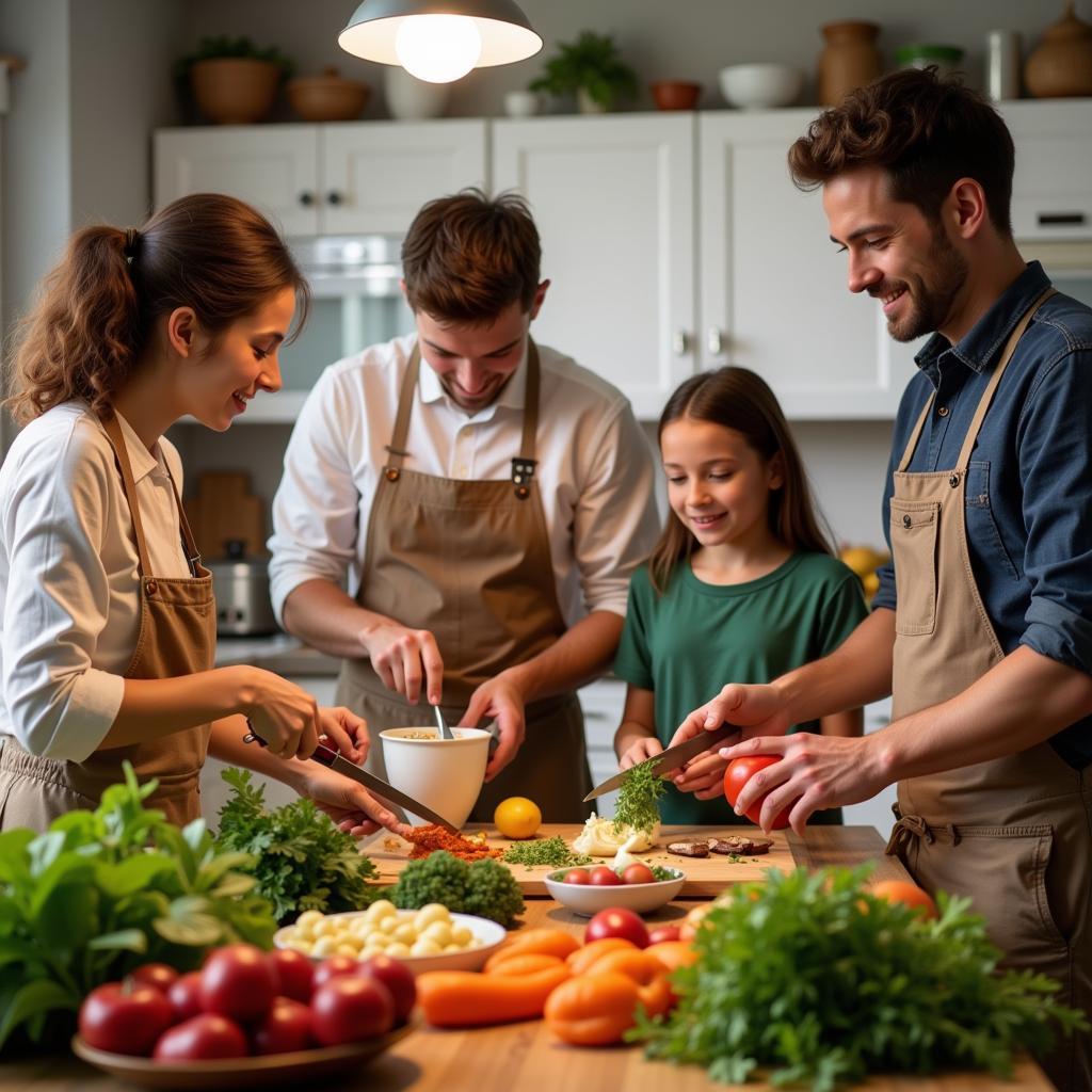 Family Cooking Fresh Food Together