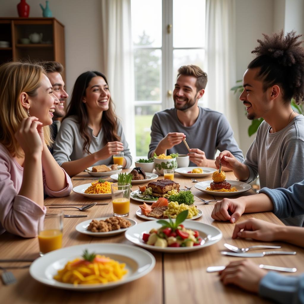 Family Enjoying 3D Printed Meal at Home