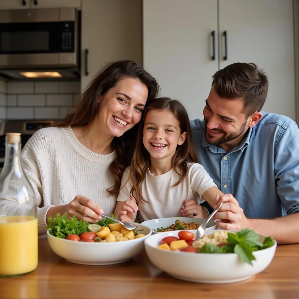 Family Eating Emergency Food