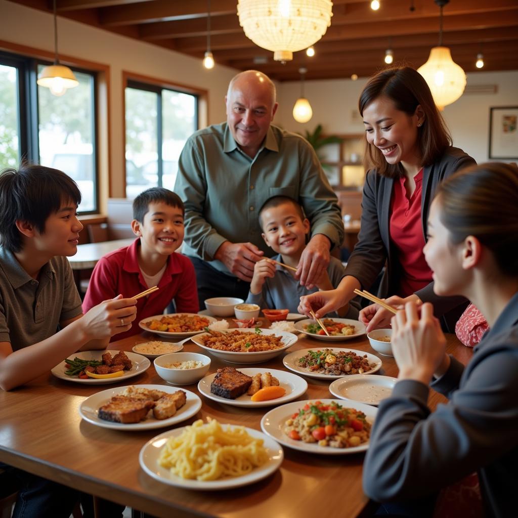 Family Sharing a Delicious Asian Meal in Farmington, NM