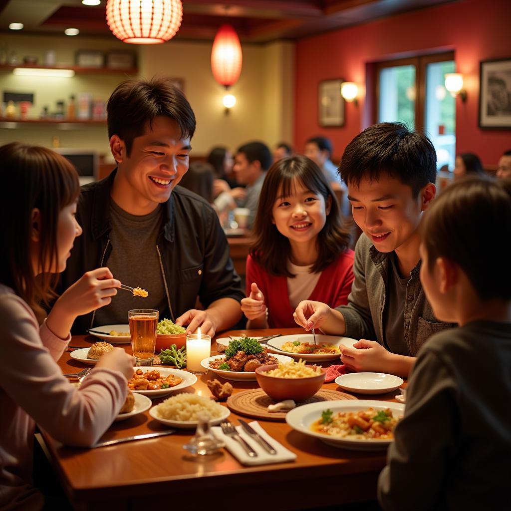 Family enjoying Chinese dinner in Cleveland