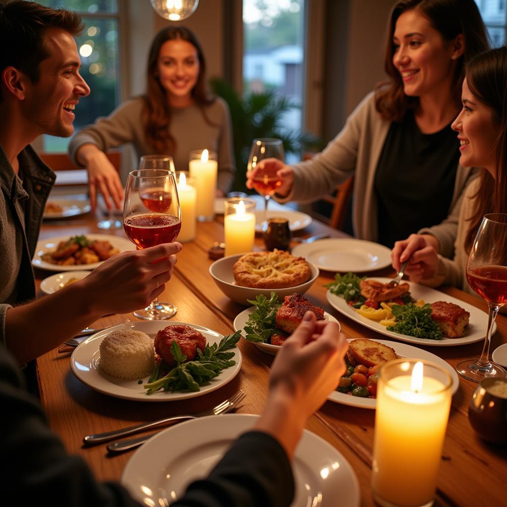 A heart-warming image of a family enjoying a Chinese meal together at a restaurant in New Brighton