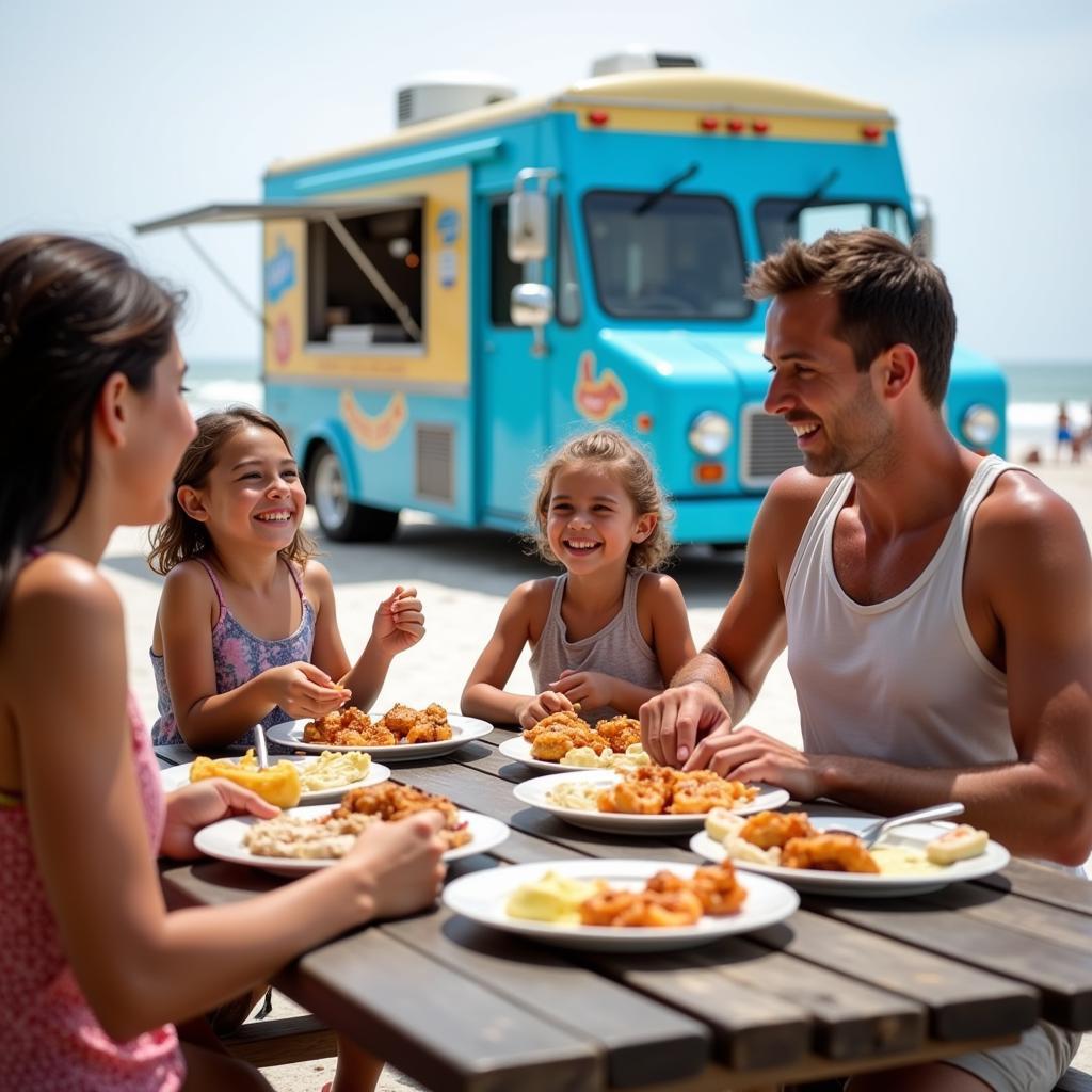 Family Dining at a Food Truck