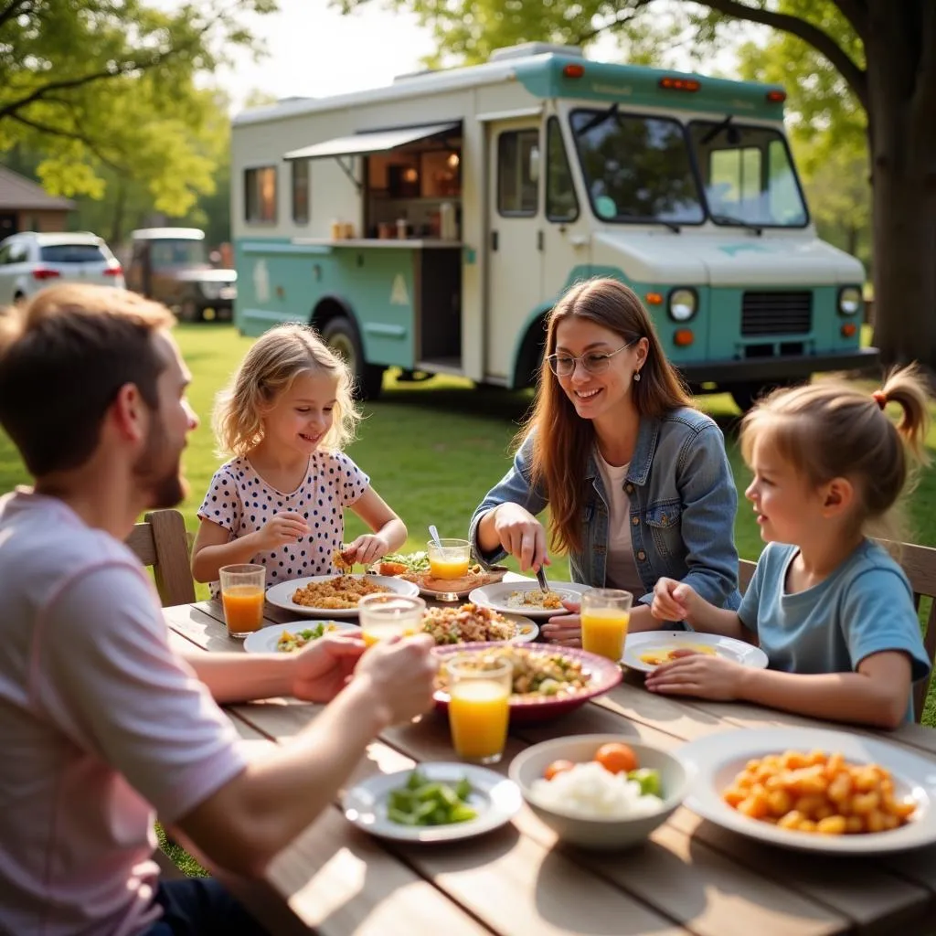 Family enjoying food truck Wednesday in Tulsa