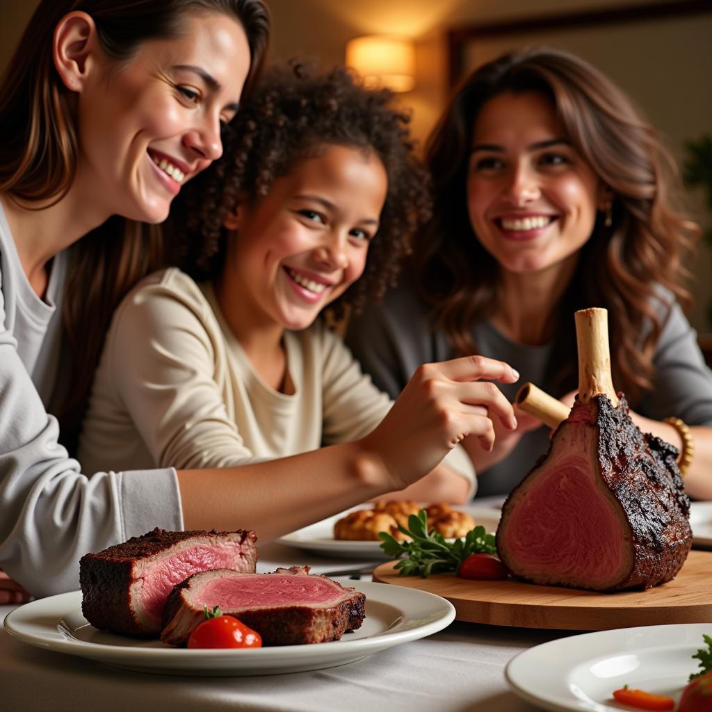 Family Enjoying Gordon Foods Prime Rib Dinner