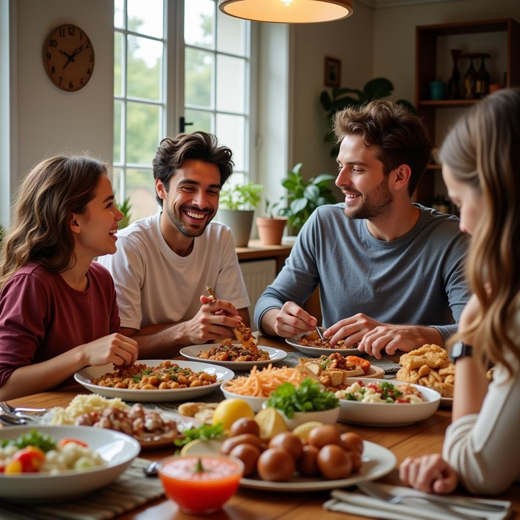 Family Enjoying Halal Mediterranean Food